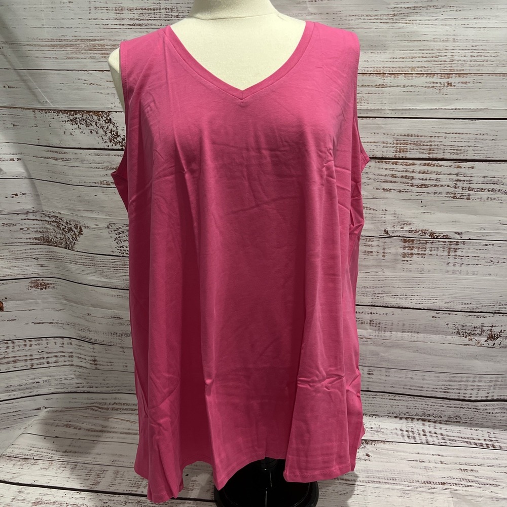 Roaman's Pink V-Neck Tank Top Women's Size L 18/20 NEW